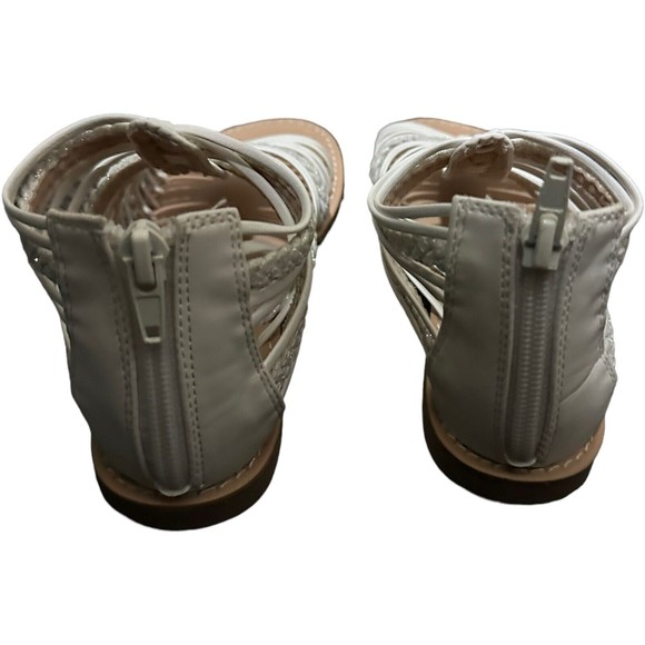 Olive & Edie Remie White Gladiator Strappy Zip Sandals Big Girl Size 1 Youth New - Picture 9 of 16
